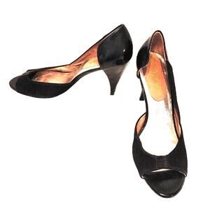 Ted Baker Vero Cuoio Suede Leather D'Orsay Pumps Peep Toe Black Womens Size 9
